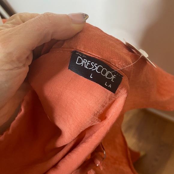 #44 COPY - Orange Satin Ruffle Wrap Asymmetric Party Dress - Picture 5 of 9